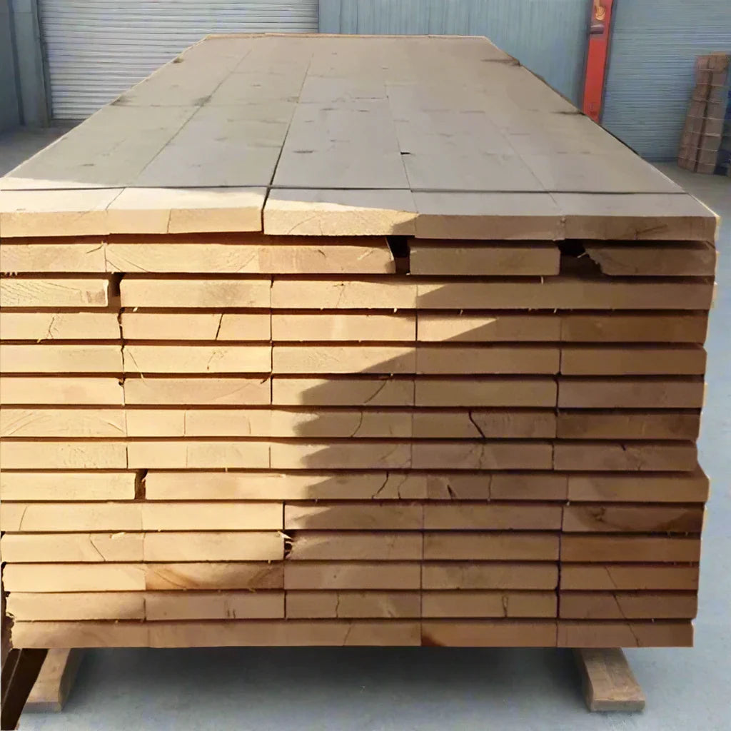 Stack of high-quality scaffold boards available from Brunswick Turf, ideal for construction, landscaping, and garden projects. Durable and neatly stacked for easy handling.